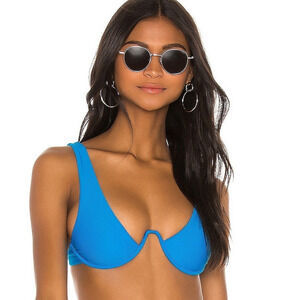 Lovers & Friends Call To Me Bikini Top Bright Blue Underwire Swimsuit‎ Sz XXS